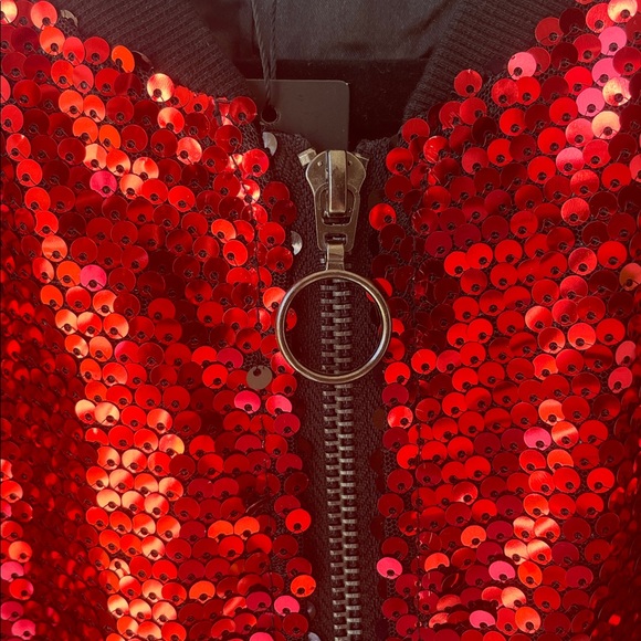 Allegra K Sequin Zip-Front Bomber Jacket - Picture 6 of 12